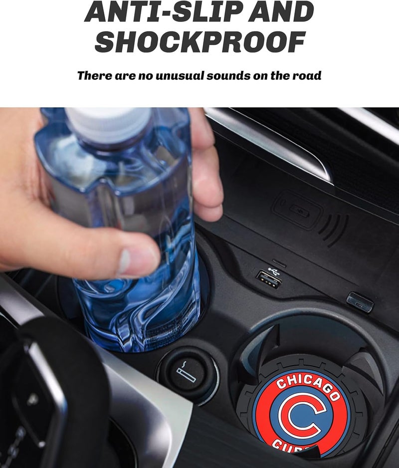 Kaleduo 2PCS Car Cup Holder Coaster,Auto Cup Holder Insert Coaster for Chicago Cubs Baseball Fans, Non-Slip Car Drink Holder Mat, Interior Accessories, Chicago Cubs - Image 4